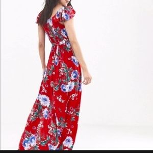 Floral Red Maxi Dress